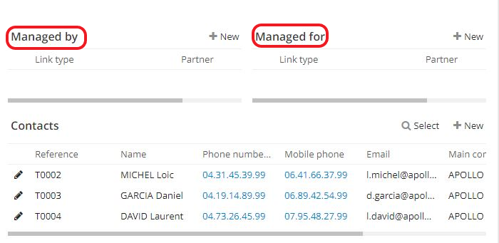 1.2 Once the option Activate partner delegations has been enabled, you will notice that the Managed By and Managed For fields have appeared on a partner file.